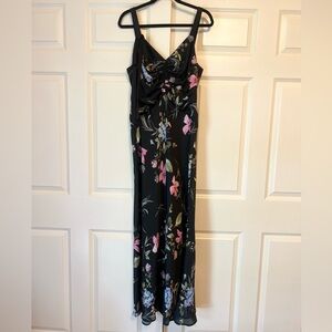 Jill Stuart black gown with floral print size 10